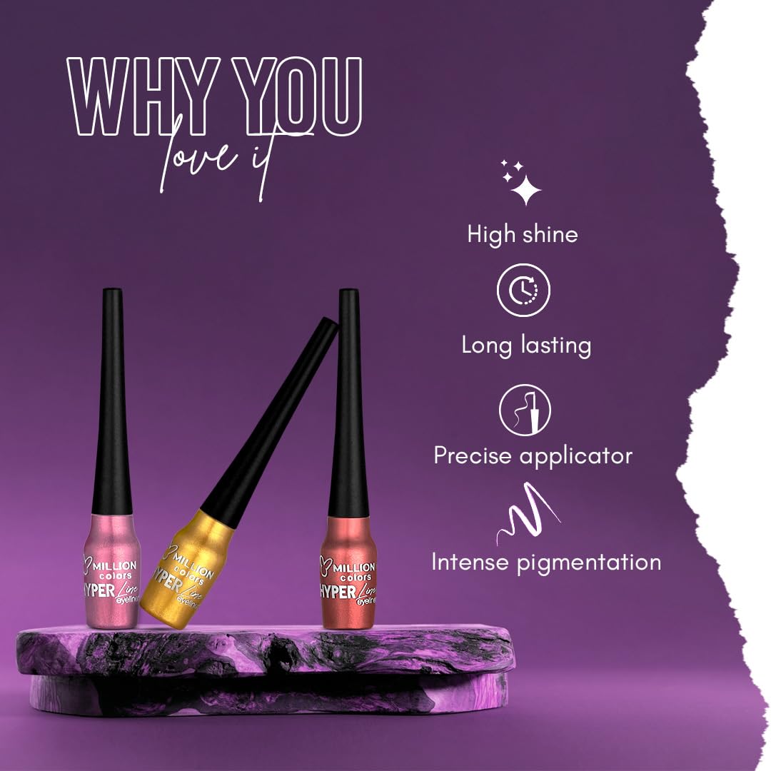 Million Colors Brick Red Colour Waterproof Liquid Eyeliner | Metallic Finish | Last Upto 12 Hours | Quick Drying, Smudge-Proof & Water-Resistant - 5 ML (BRICK RED 09)