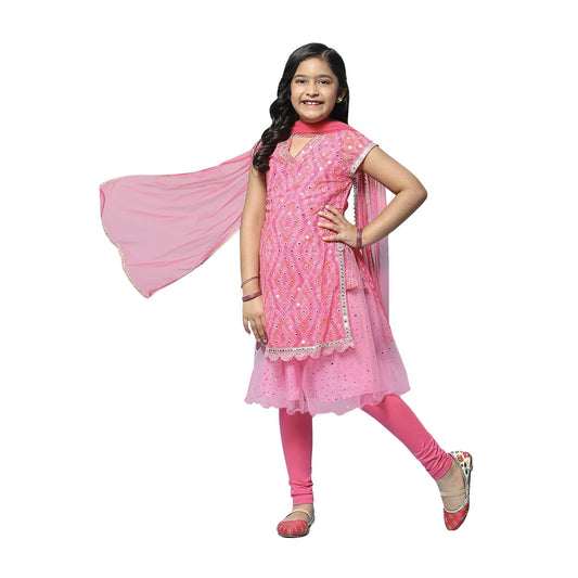 Biba Girls PRINTED A_LINE KID(KW5385_PINK_13)