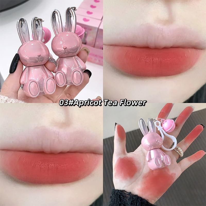 Gege Bear Pink Bunny Velvet Mist Lip Cream – Waterproof, Matte Lipsticks for Women with Soft Blurring Effect, Long-Lasting Lightweight Lip Color, Smudge-Proof & Airy Texture for a Cloud-Like, Plush Look (06-Jujube, 1.8g)