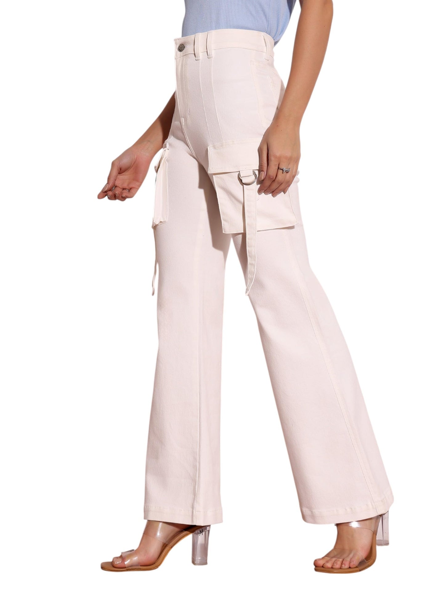 Miss Chase Women's Bootcut High Rise Regular Stretchable Denim Jeans (MCSS18DEN02-19-407-34, Ivory White, 34)