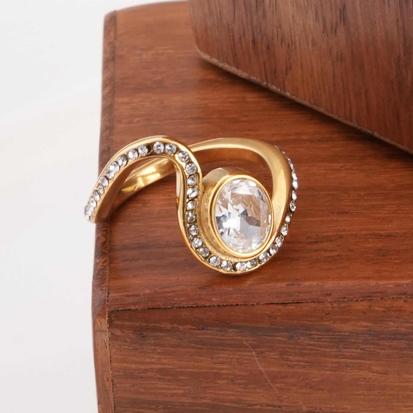 PALMONAS Statement Crystal Ring for Womens (Size-7) - Gift for Girls & Women, Women's Jewellery | Waterproof & Anti Tarnish Rings