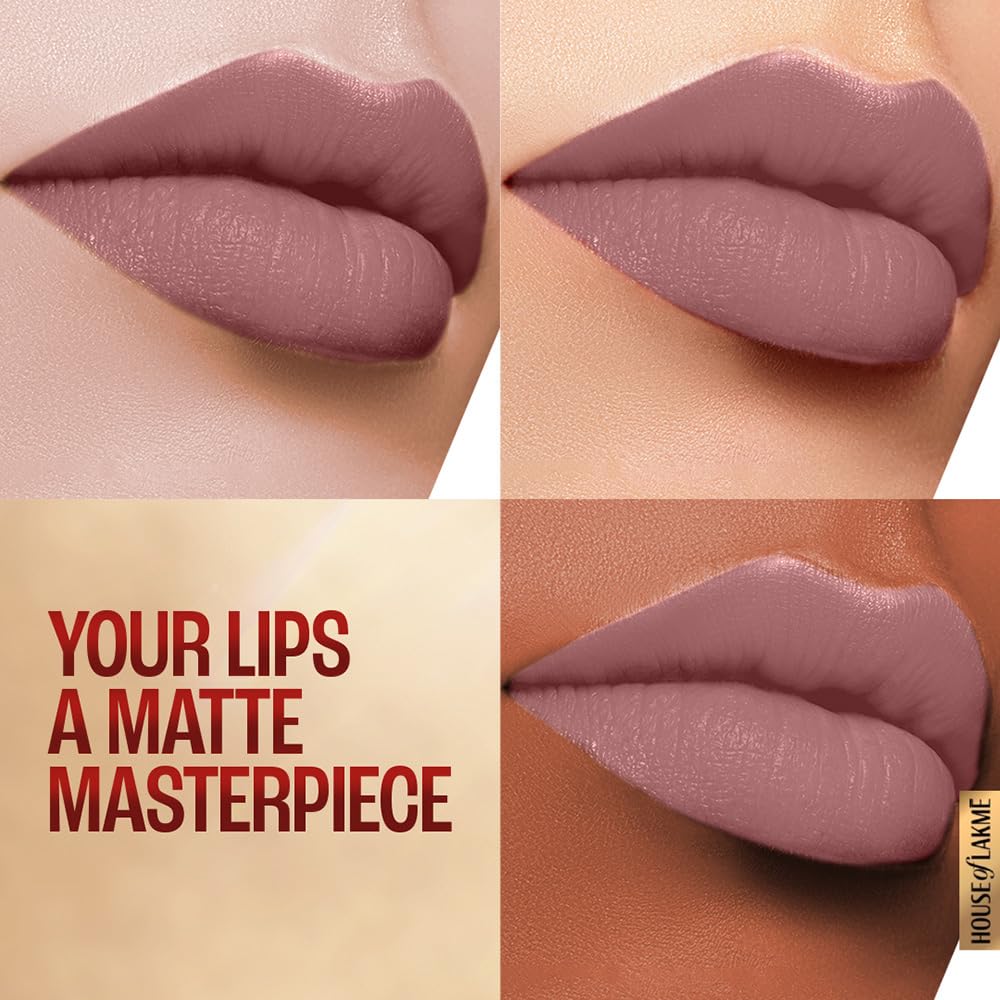 Lakme Powerplay Priming Matte Lipstick, Smooth Matte Finish, Lightweight Lipstick, Smudgeproof, Lasts 16hrs, Hydrates Lips, Dusty Pink, 3.6g