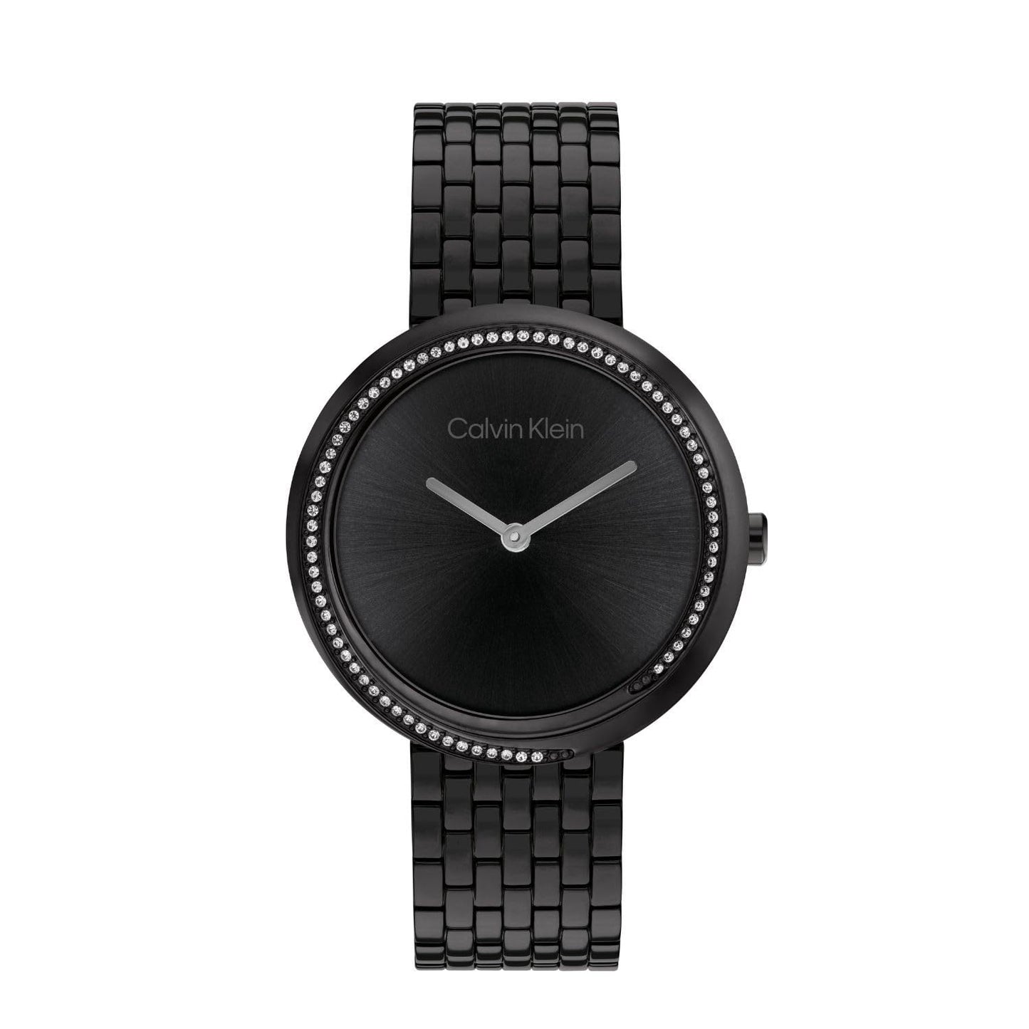 Calvin Klein Twisted Bezel Qtz Basic Slim Black Round Dial Women's Watch|Stainless Steel Material|Multi Color Band - 25100039
