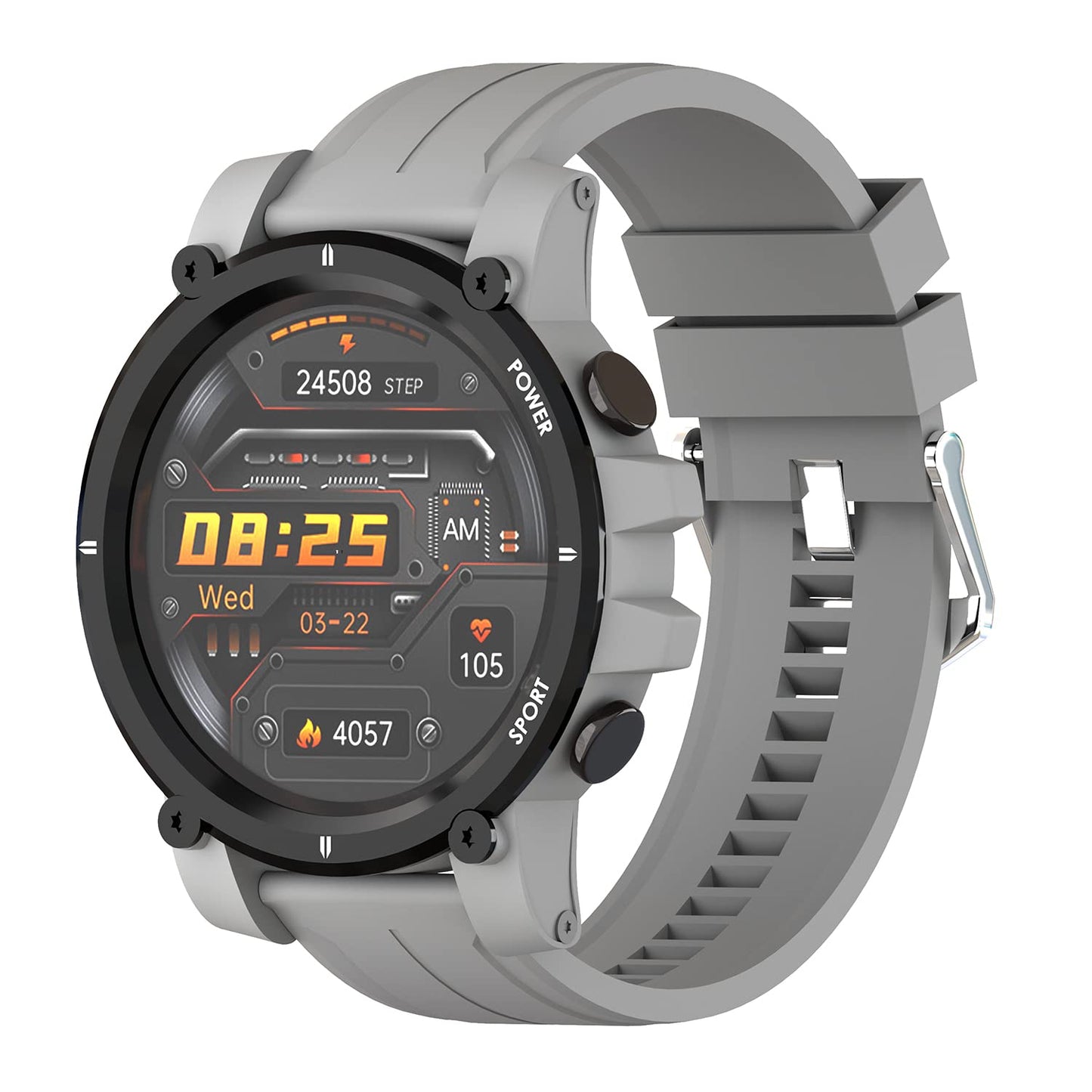 Vibez by Lifelong Haile Smartwatch For Men with HD Display|24x7 Heart Rate & Blood Oxygen Tracking|24 Sports Mode|Sleep Monitor|IP67 Waterproof|7 days Battery Backup (VBSWM1008, 1 Year Manufacturer Warranty, Grey)