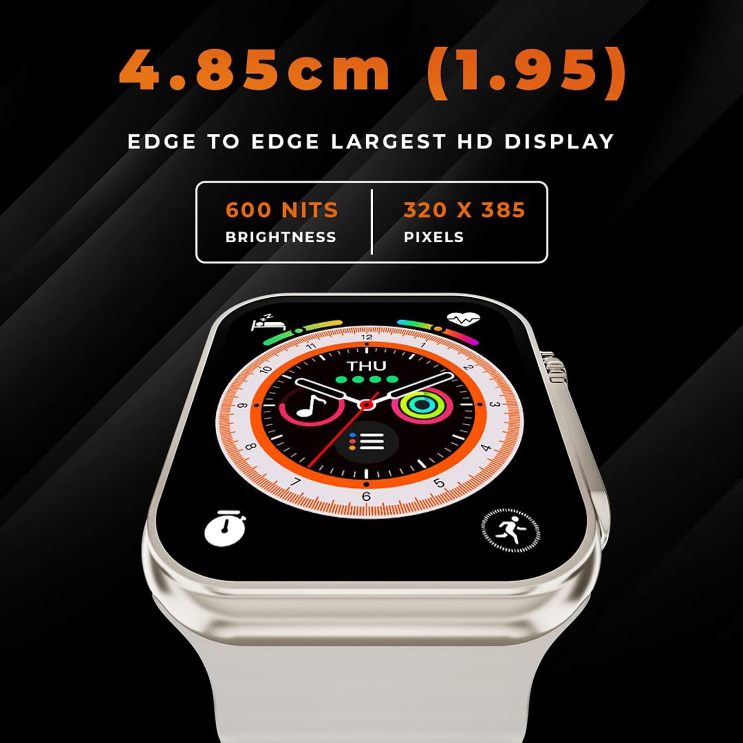 GIZMORE GizFit Vogue Bluetooth Calling Smartwatch | 1.95 Inch HD Display | 600 NITS Smartwatch (Gray)