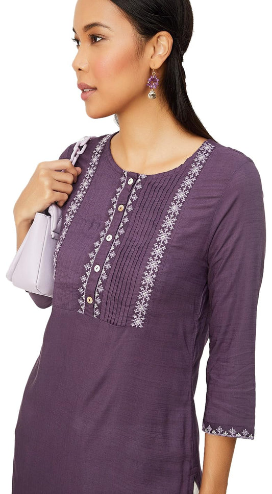 Max Women's Rayon Straight Fit Regular Kurta (Wwsu31006Purple_Purple), XL