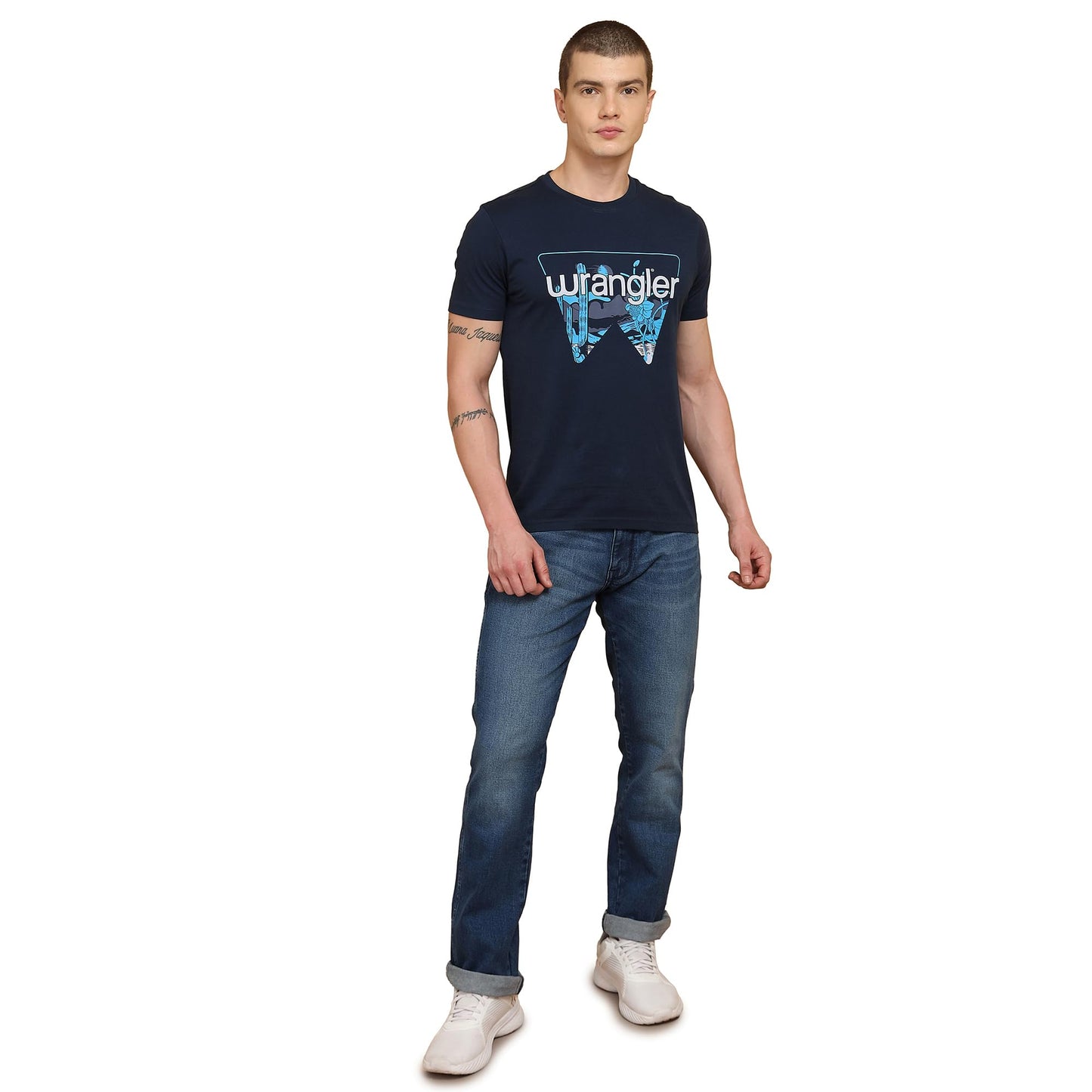 Wrangler Men's Solid Regular Fit Shirt (WMTS006311_Blue