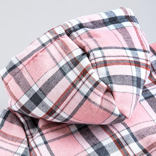 Hopscotch Girls Full Sleeves Pink Checkered Fuzzy Long Coat For Ages(4-5 Years)