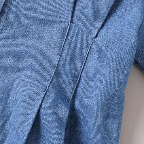 Hopscotch Girls Blue Full Sleeves Floral Applique Denim Casual Dress for Age (4-5 Years)