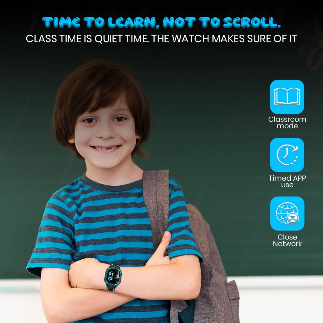 Melbon® 2G Sim Card SmartWatch for Kids, LBS Location Tracking, Voice Message, Cameras, 2G Voice Calling & Message, SOS, Geo-Fencing, Games - Perfect for Child Safety and Entertainment (Ocean Green)