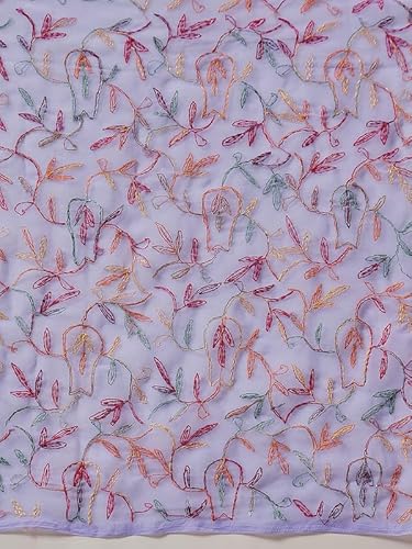 Ada Hand Embroidered Lucknowi Chikankari Georgette Saree for Women with Unstitched Blouse Piece A311384 Lavender