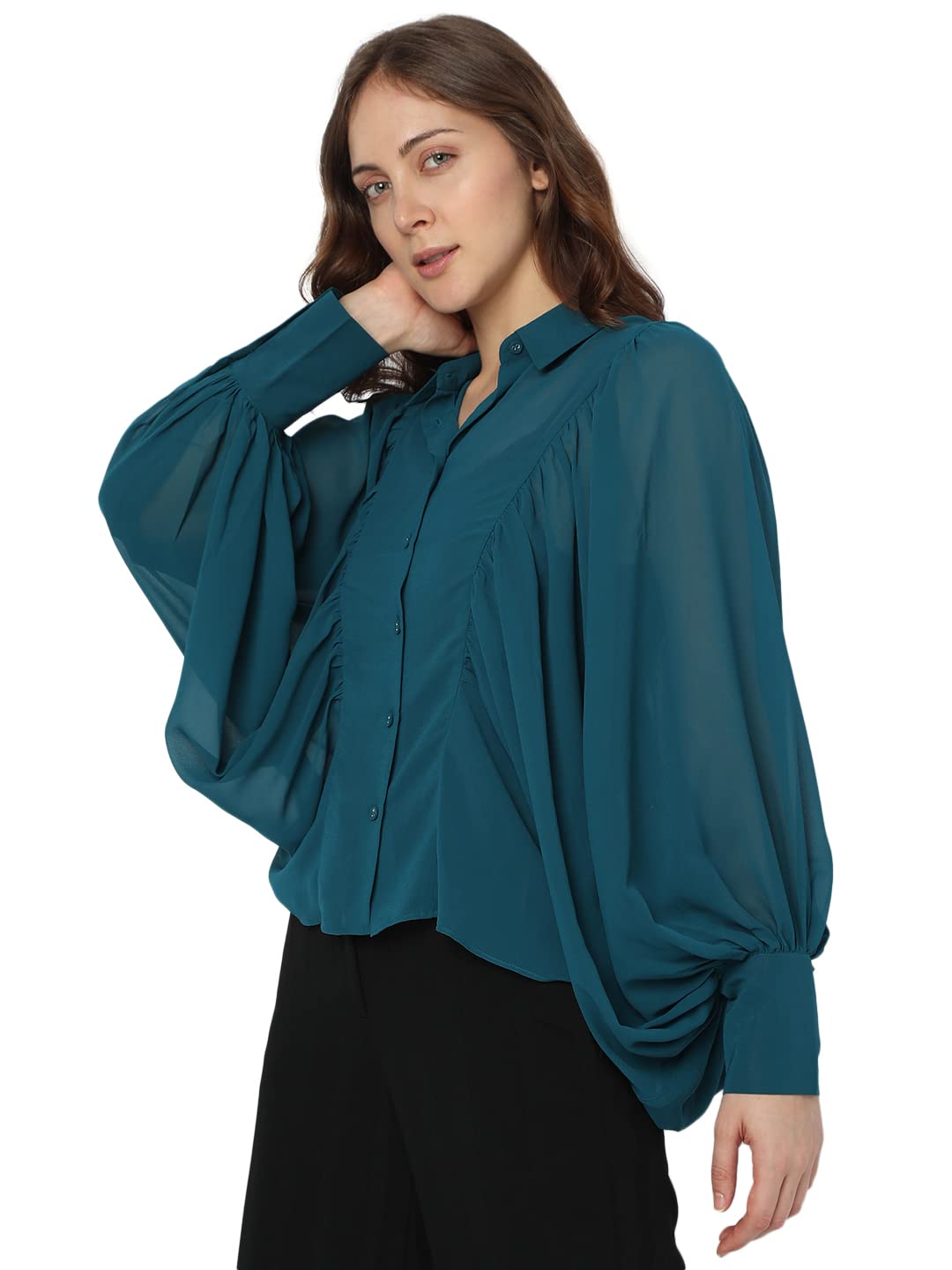 VERO MODA Regular Shirt (262814401_Evergreen_XS_)
