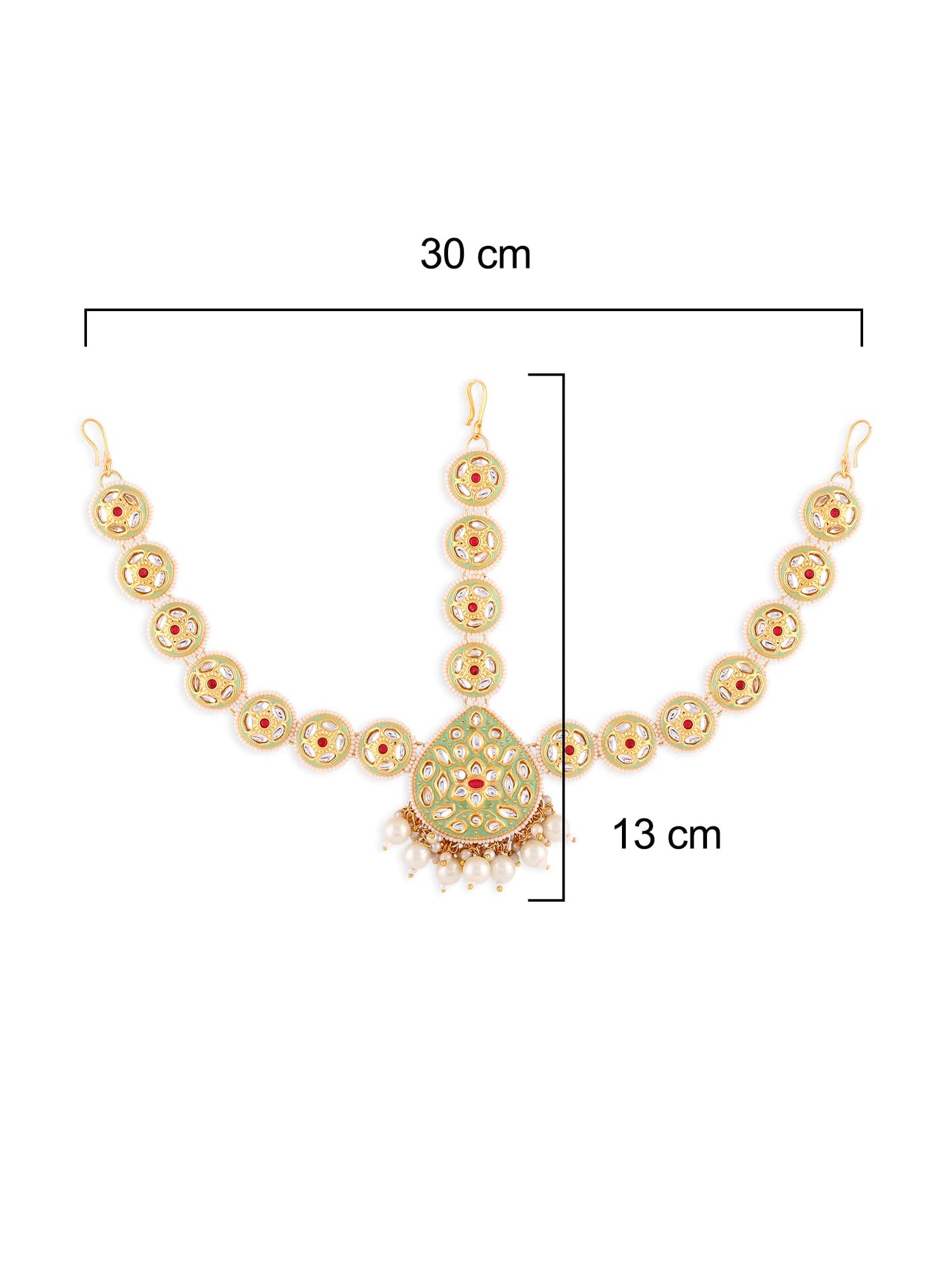 Zaveri Pearls Green Meenakari & Pink Kundan Bridal Floral MathaPatti For Women-ZPFK14450
