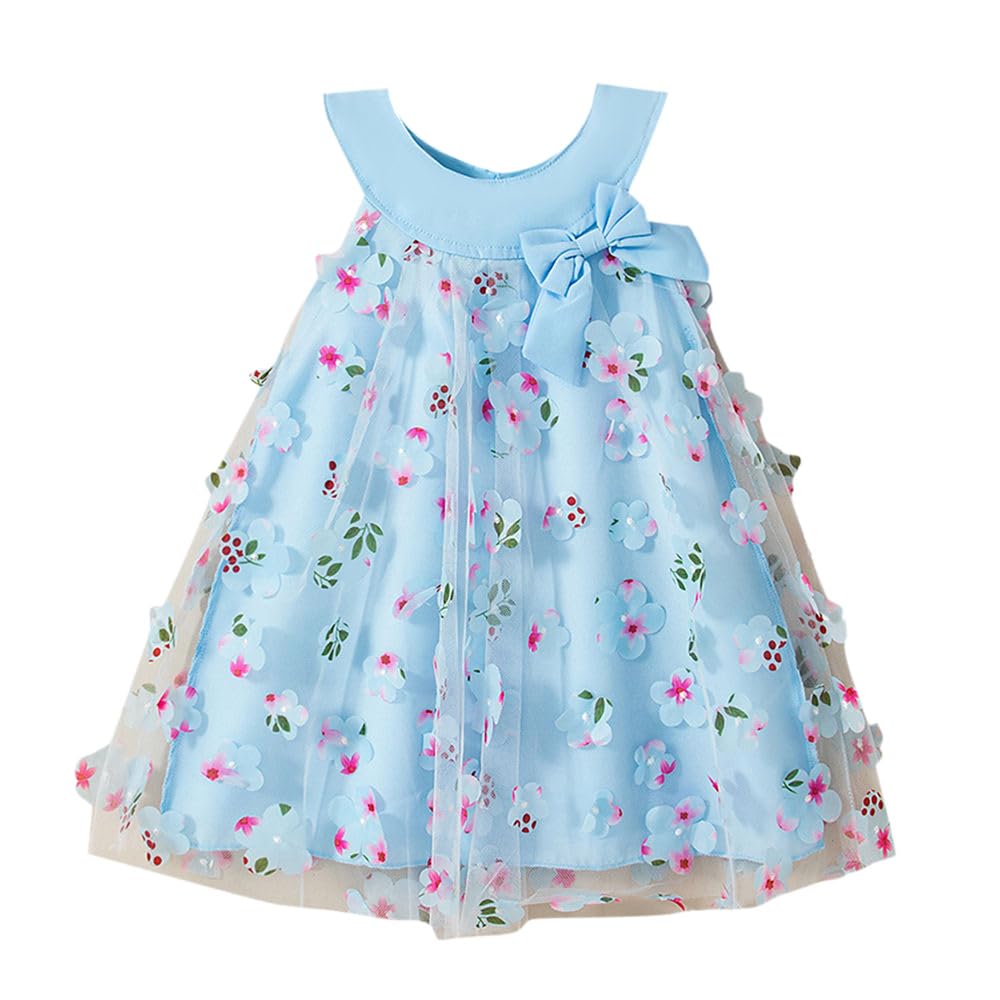 Hopscotch Girls Knee Length Casual Dresses in Blue Color For Ages (2-3 Years)