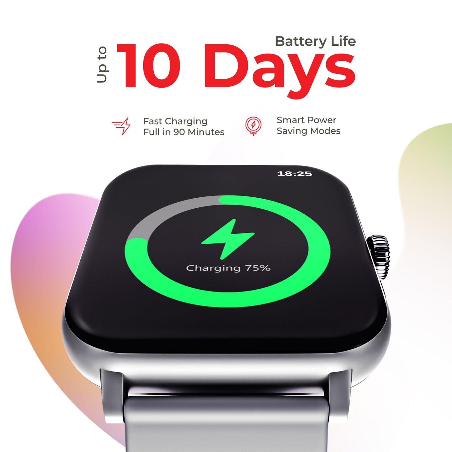 Nervfit Newly Launched Vibe Smartwatch with 1.85" LED Display | Bluetooth Calling | Waterproof | Heart Rate & SpO2 Tracking | Sleep & Stress Monitor | 5-Day Battery | Sports Modes (Cloud Grey)