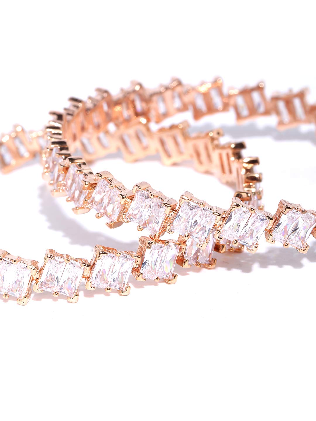 Priyaasi Trendy RoseGold& Off White Zig Zag Design RoseGold Plated Bangle Set For Women and Girls