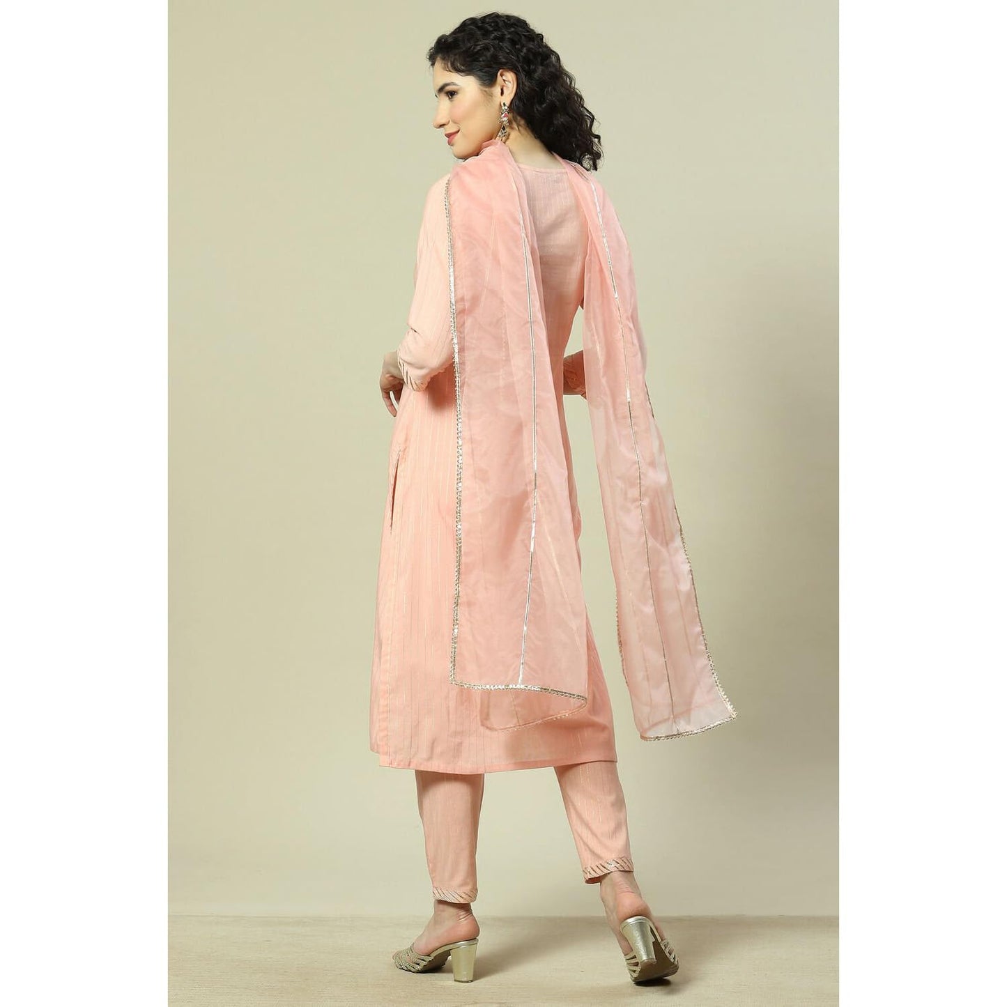 Rangriti Women Viscose Yarndyed Suit Set (RSKASSORTED18299_Pink_XL)