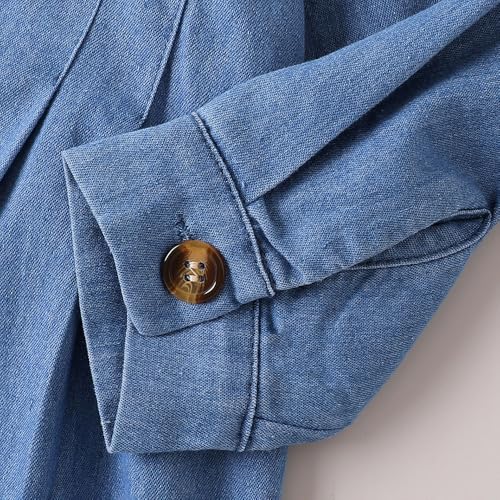 Hopscotch Girls Blue Full Sleeves Floral Applique Denim Casual Dress for Age (4-5 Years)