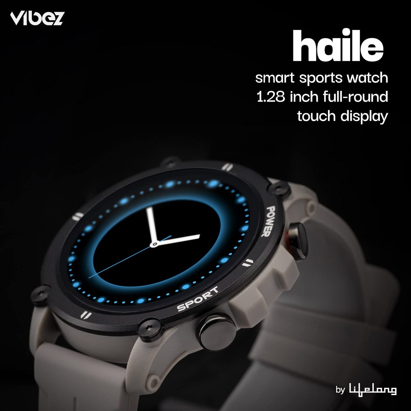 Vibez by Lifelong Haile Smartwatch For Men with HD Display|24x7 Heart Rate & Blood Oxygen Tracking|24 Sports Mode|Sleep Monitor|IP67 Waterproof|7 days Battery Backup (VBSWM1008, 1 Year Manufacturer Warranty, Grey)