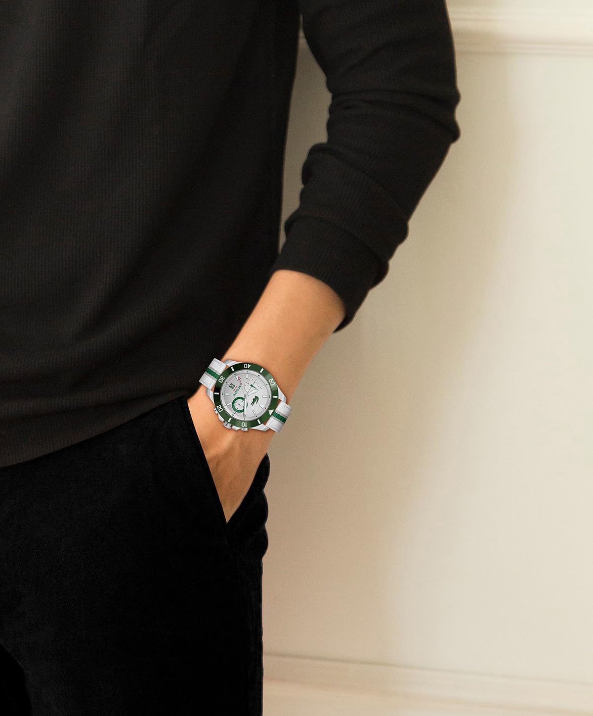 Lacoste Toronga Qtz Multifunction Silver Round Dial Men's Watch|Multicolor Nylon Material|Multiple Color Band - 2011340