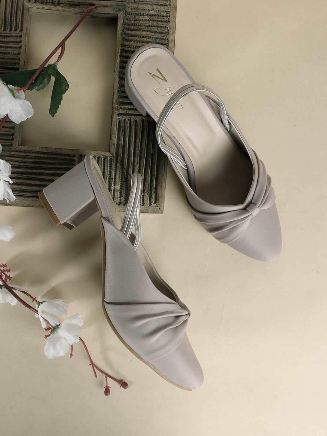 ZaySoo Women's Pointed Toe Slingback Heels, Bow Detail,