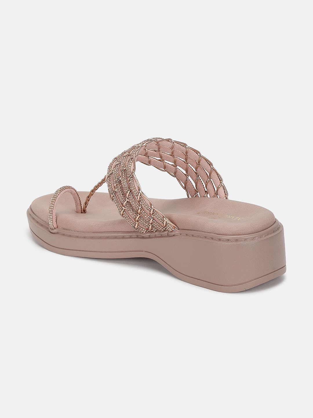 Marc Loire Women's Bow Embellished Slip-On Platform Heel Fashion Sandal for All Occasion (Rose Gold, 6)