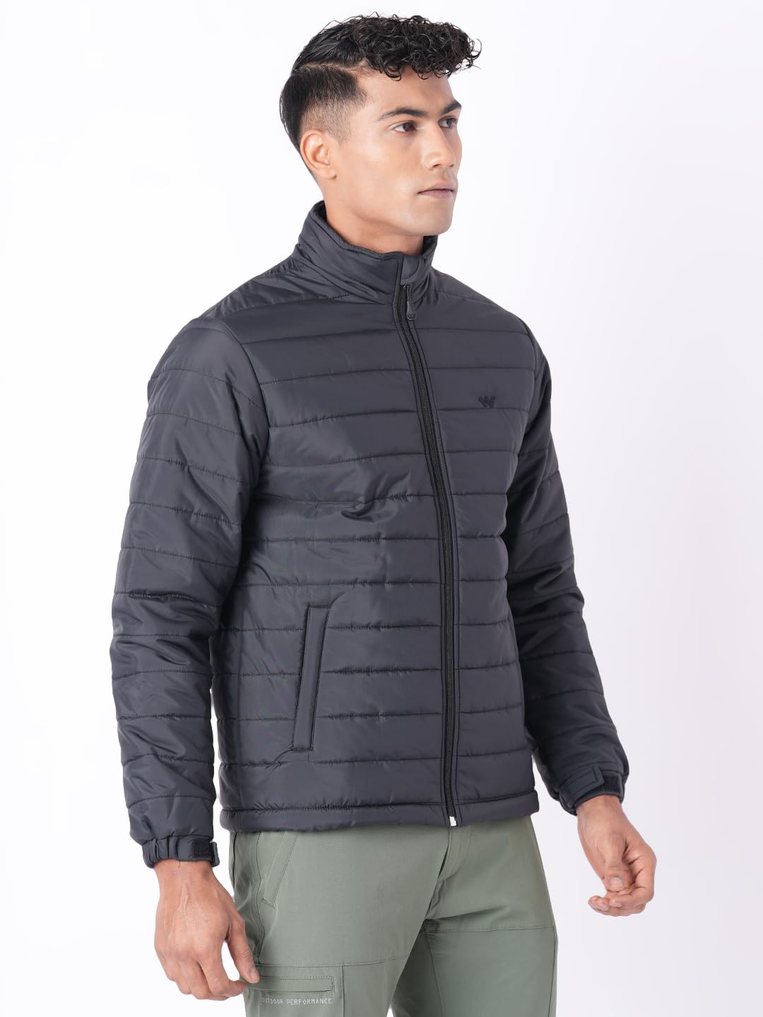 Wildcraft Men Alpine Solid Nylon Blend Collored Casual Quilted Husky Jacket, Full Sleeve - Regular fit, Black, XXL