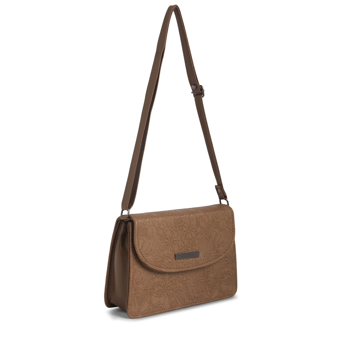 Caprese Flowy Medium Sling Bag for Women with Adjustable Strap & Magnetic Button Closure for Comfortable Wear | Versatile Handbag for Everyday Use, Travel, and Special Occasions (Brown)