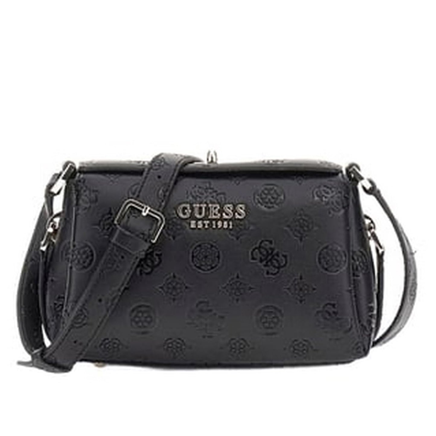 GUESS Women Black Geometric Adjustable Strap Mini Crossbody Bag