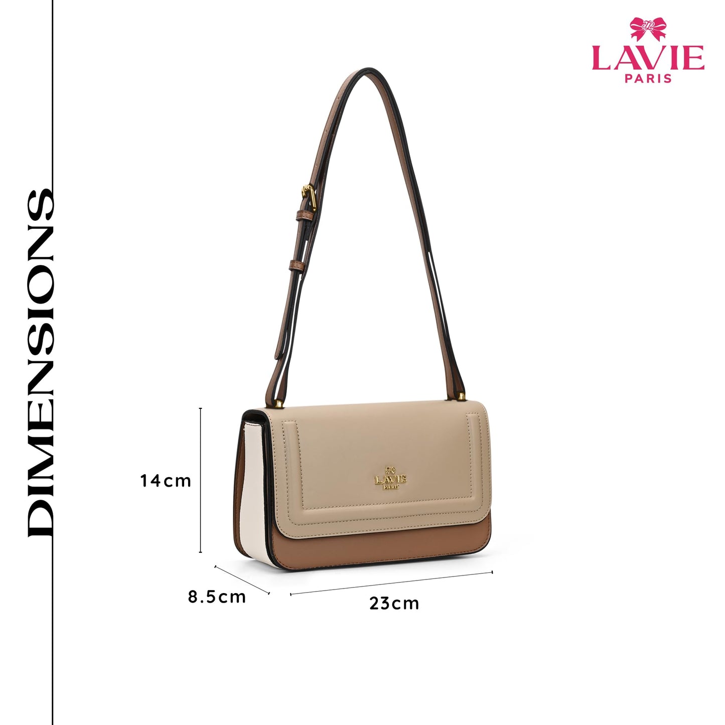 LAVIE PARIS Women's Camelia 3 Compartment Flap Crossbody Sling Bag | Ladies Purse Handbag | Gift for Women