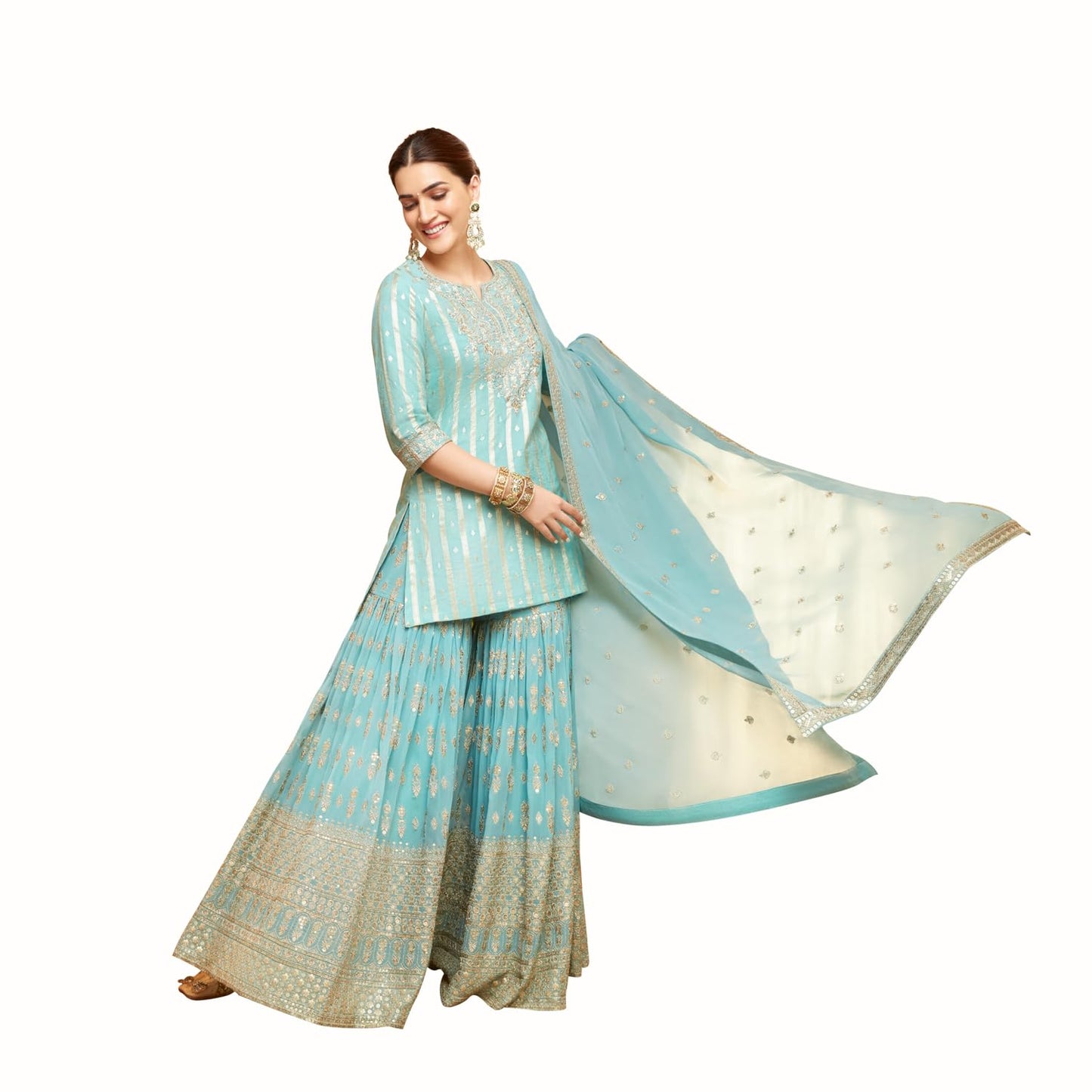 BIBA Women's Polyester Kurta Set (SKDMEWAR10858SS25POWBLU_Powder Blue