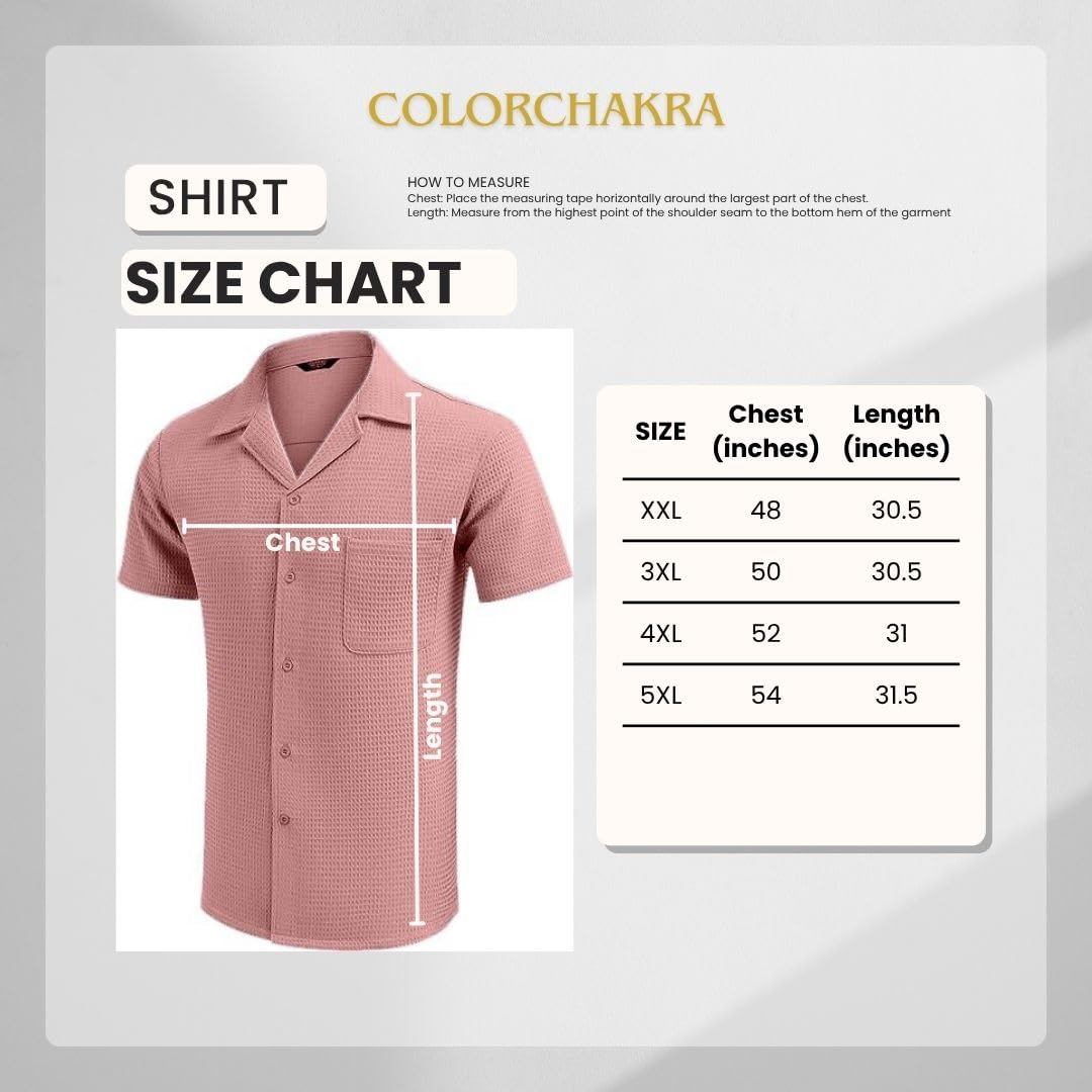 ColorChakra Plus Size Textured Shirt for Mens Waffle Knit Breathable Summer Shirts with Pocket Coffee