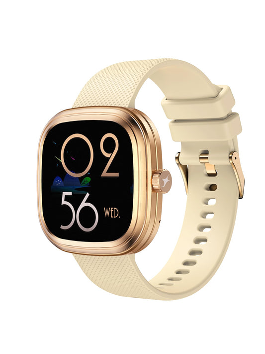 Fastrack Ryz Women Smart Watch with 1.72” Super Ultra VU Display,Dynamic 60Hz Refresh Rate,AI Voice,Functional Crown,1ATM,BT Calling,HRM,SpO2 & Multiple Menu Styles,24/7 Health Suite - Light Beige