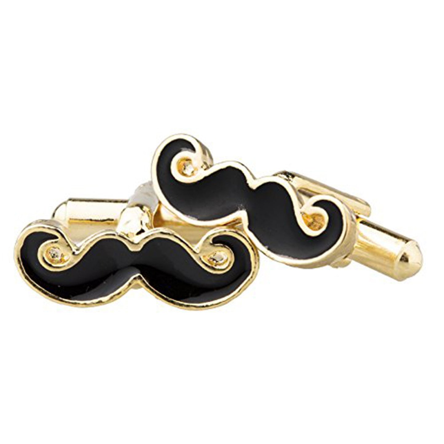 Zivom® Moustache Mooch Blue Gold Brass Formal Cufflinks Combo Pack Of 2 Sets For Boys Men's Gift Box