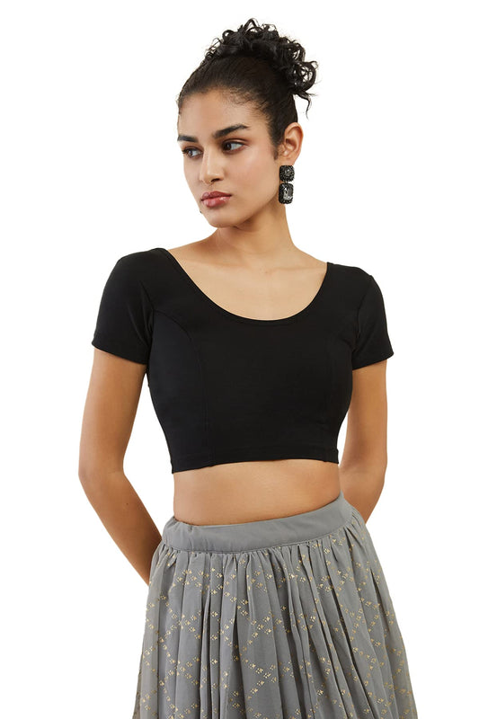 Soch Black Spandex Prince Cut Blouse