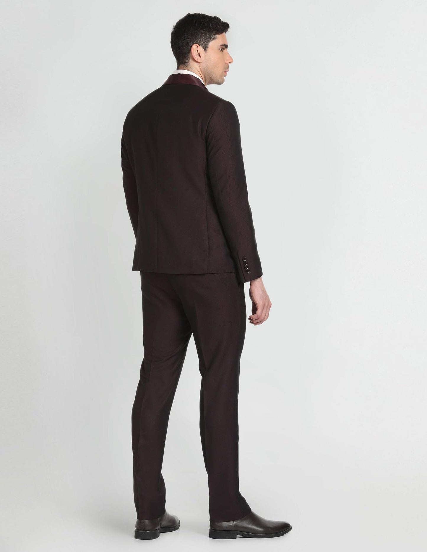 Arrow Men's Polyester Double Breasted Business Suit Pants Set (ARAGSU5523_Maroon_42)