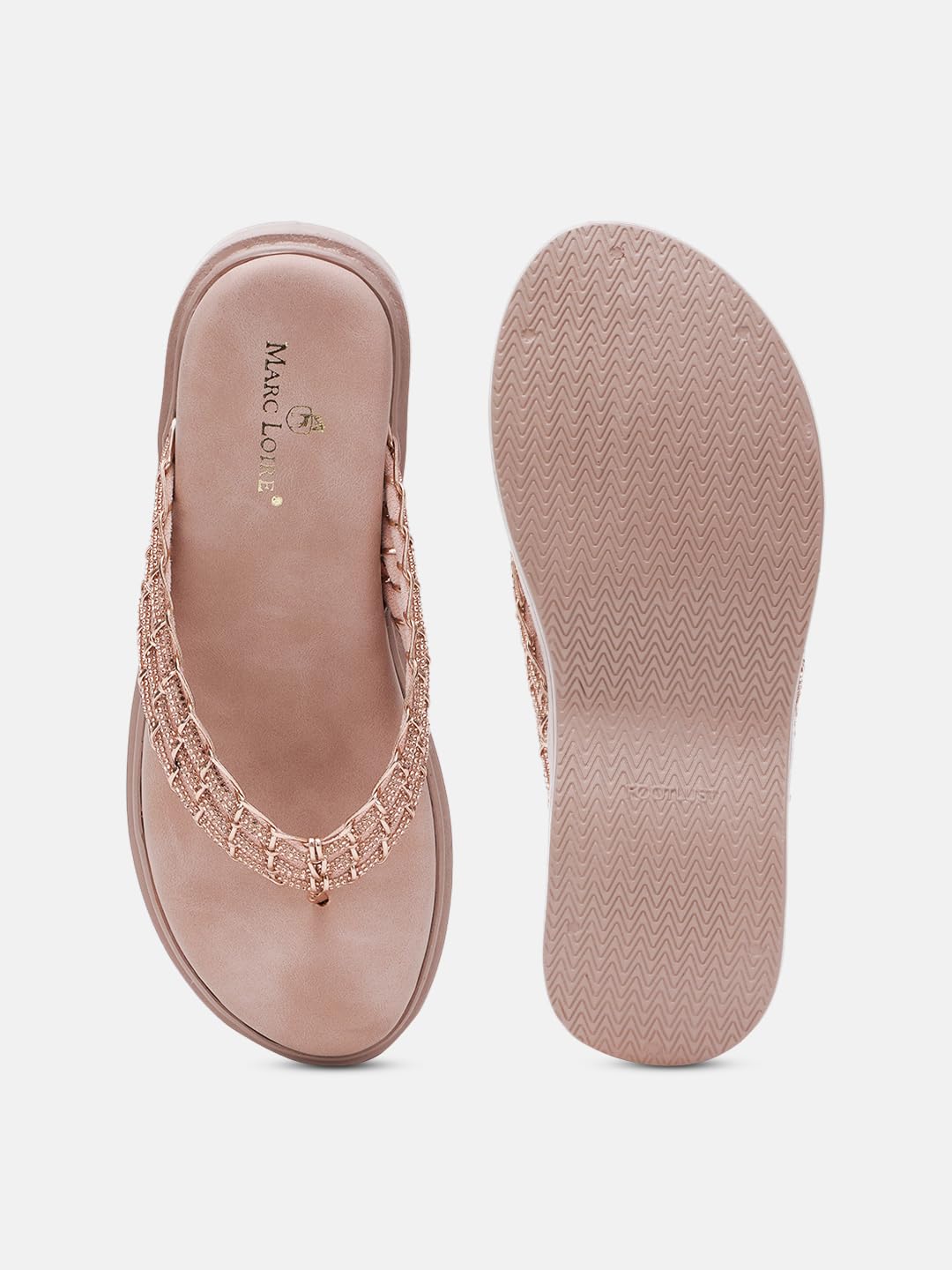 Marc Loire Women's Embellished Slip-On Platform Heel Fashion Sandal for All Occasion (Rose Gold, 8)