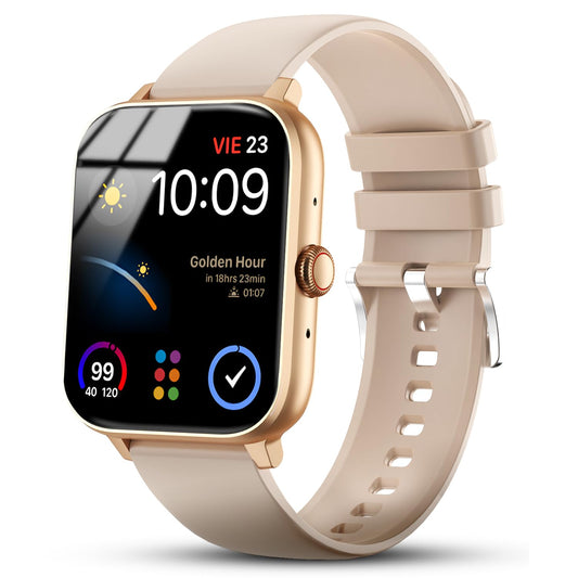 Nervfit Newly Launched Vibe Smartwatch with 1.85" LED Display | Bluetooth Calling | Waterproof | Heart Rate & SpO2 Tracking | Sleep & Stress Monitor | 5-Day Battery | Sports Modes (Rose Gold)