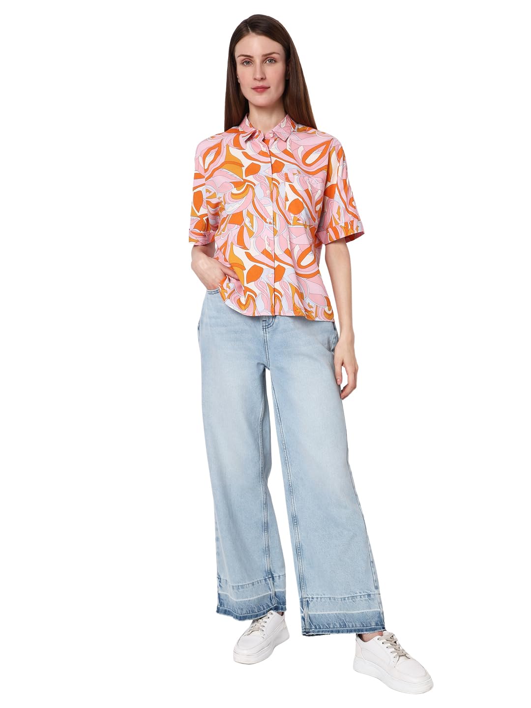 VERO MODA Women Floral Print Viscose Regular Fit Multicolor Shirt