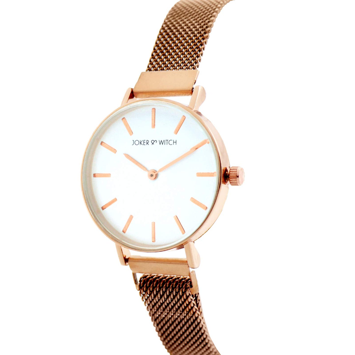 Joker & Witch Natalie White Dial 14mm Rose Gold Stainless Steel Watch for Women