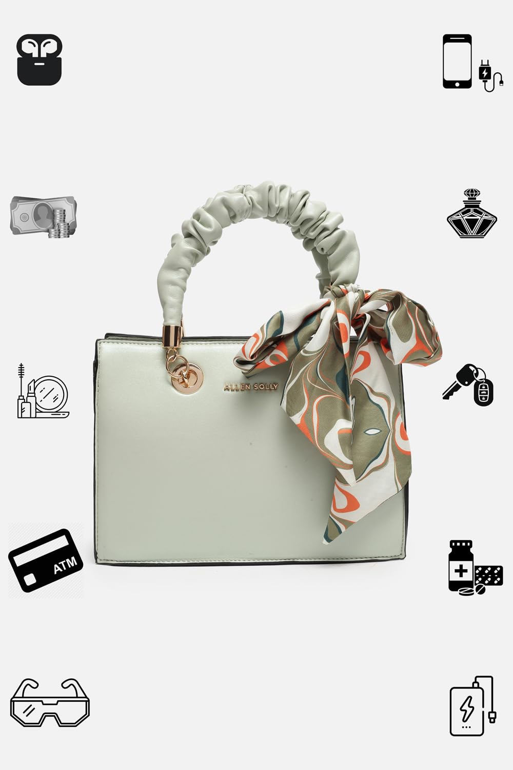 Allen Solly Women Solid Scrunchie Handle Satchel