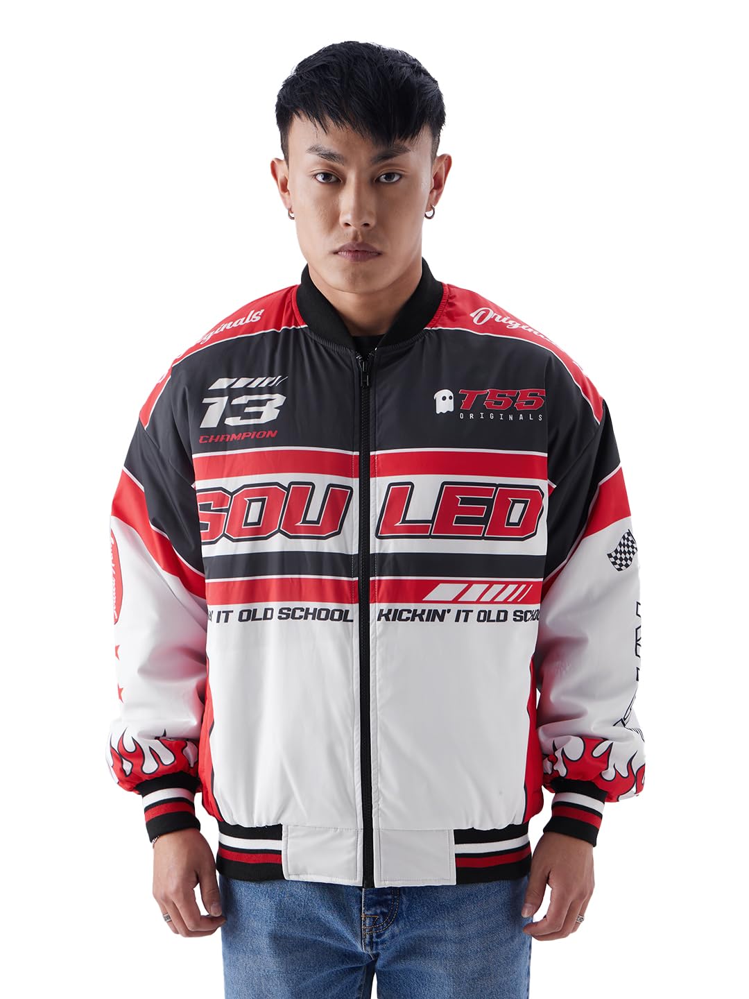 The Souled Store TSS Originals: Adrenaline Rush Men Racer Jackets Jackets Winter Coats Outerwear Bomber Puffer Windbreaker Hooded Quilted Lightweight Warm Stylish Fashionable Casual Trendy Classic