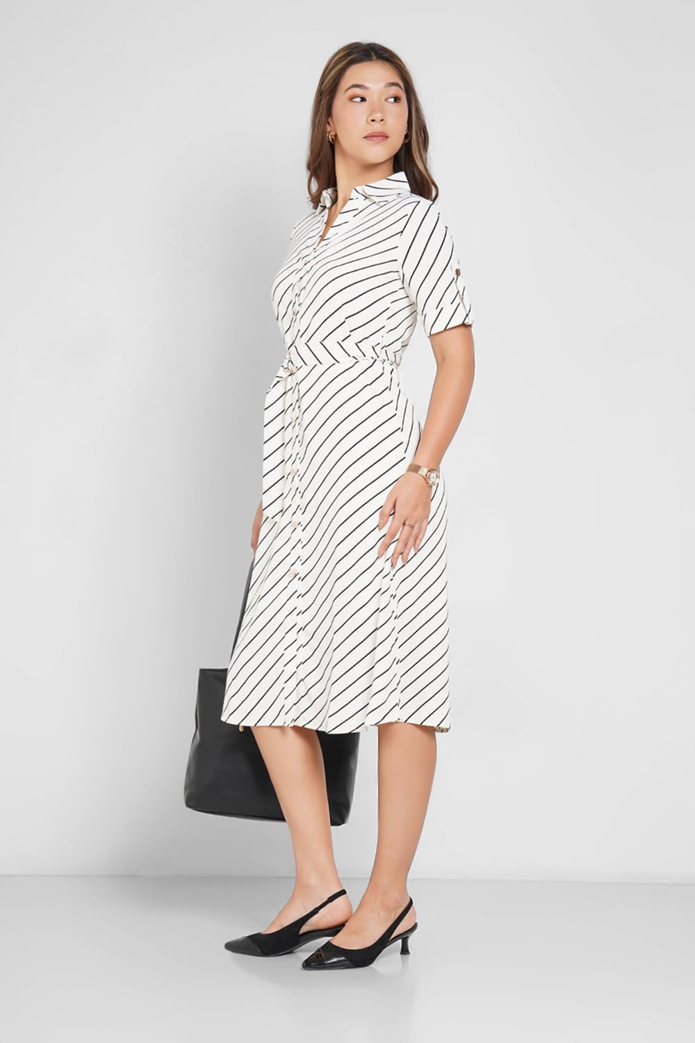 Annabelle by Pantaloons Women's Polyester Blend Classic Mid-Calf Length Dress