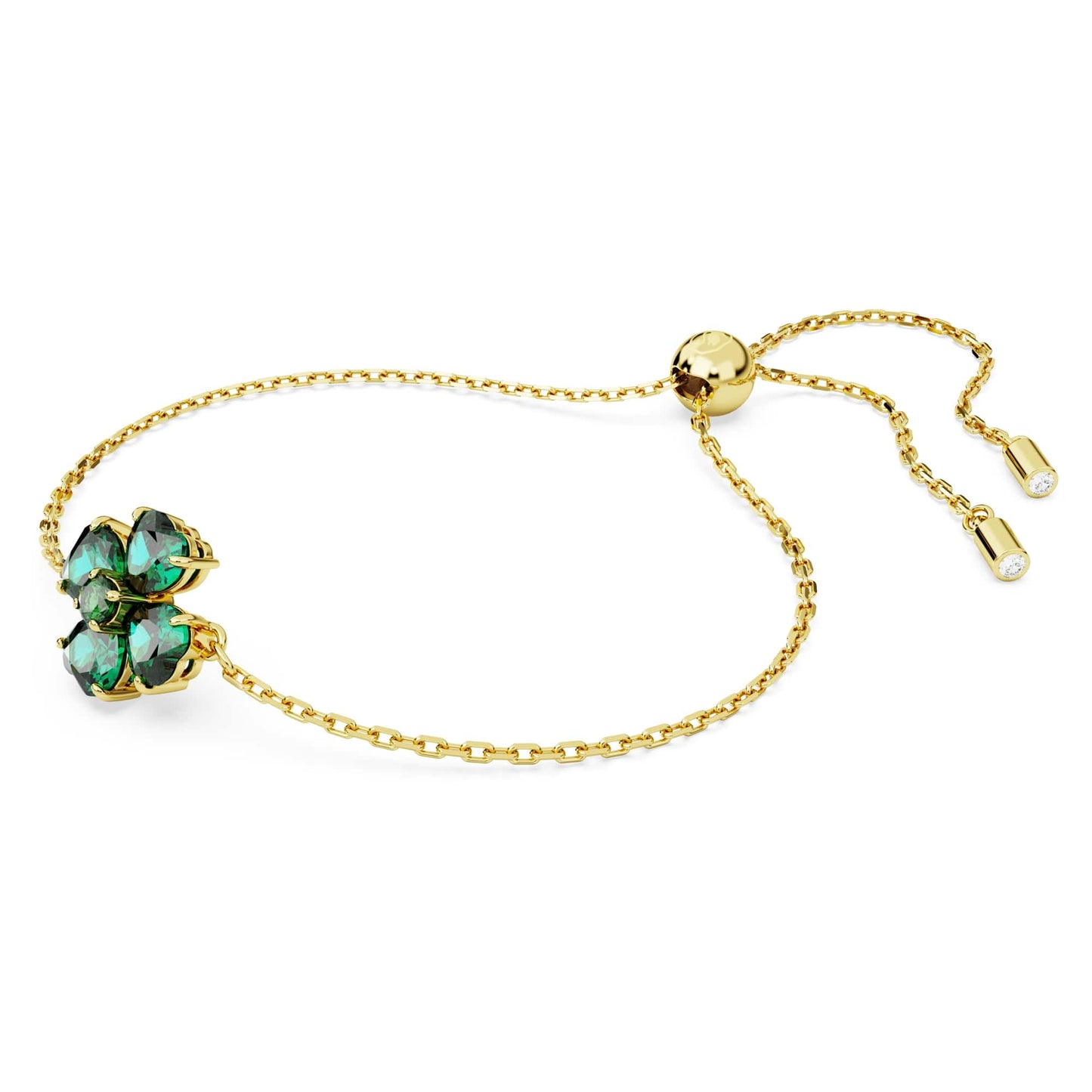 Swarovski Idyllia bracelet, Mixed cuts, Clover, Green, Gold-tone plated