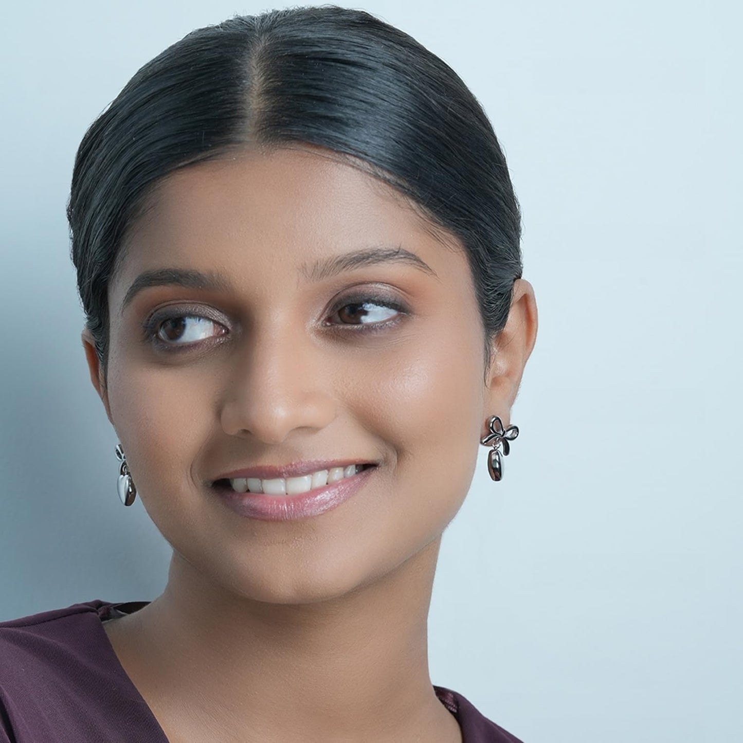 Aaishwarya 18K Silver Plated, Waterproof, Anti-Tarnish, Stainless Steel, Bow and Heart Drop Stud Earrings | Gift for Women and Girls