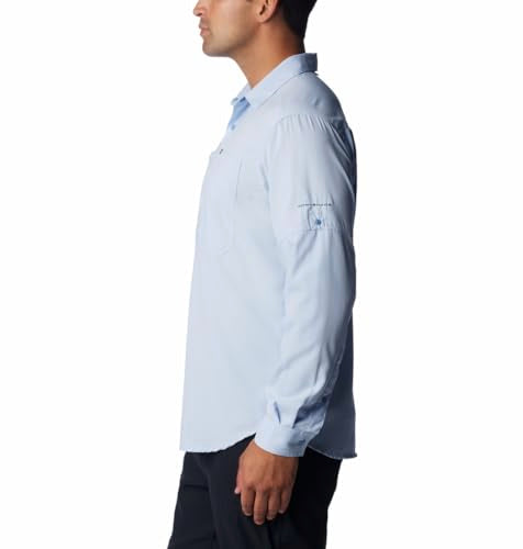 Columbia Men Navy Blue Omni Wick Silver Ridge Utility Lite Long Sleeve Hiking | Trekking | Camping | Safari Shirt, L