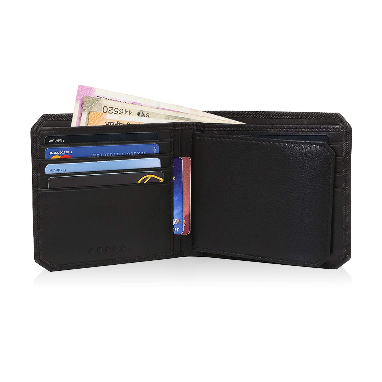 Cross Leather Wallets For Men Latest Gents Purse With Card Holder Compartment, Giftsfor Men -Black