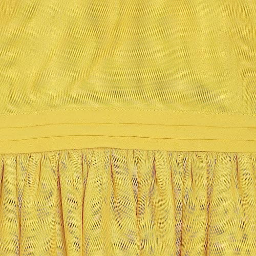 miniklub Baby Round Neck Half Sleeve Woven Polyester Sulphur Color Dress (18-24M)