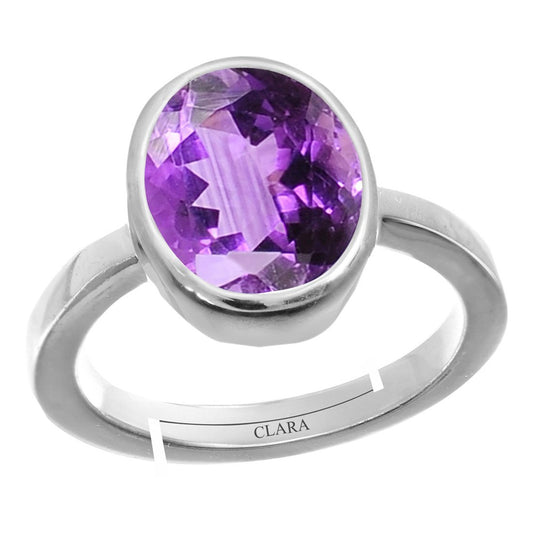 Clara Amethyst 4.8cts or 5.25ratti 92.5 Sterling Silver Adjustable Ring for Women