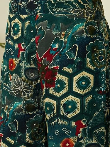 InWeave DARK TEAL FOIL TOP NARROW PANT SET